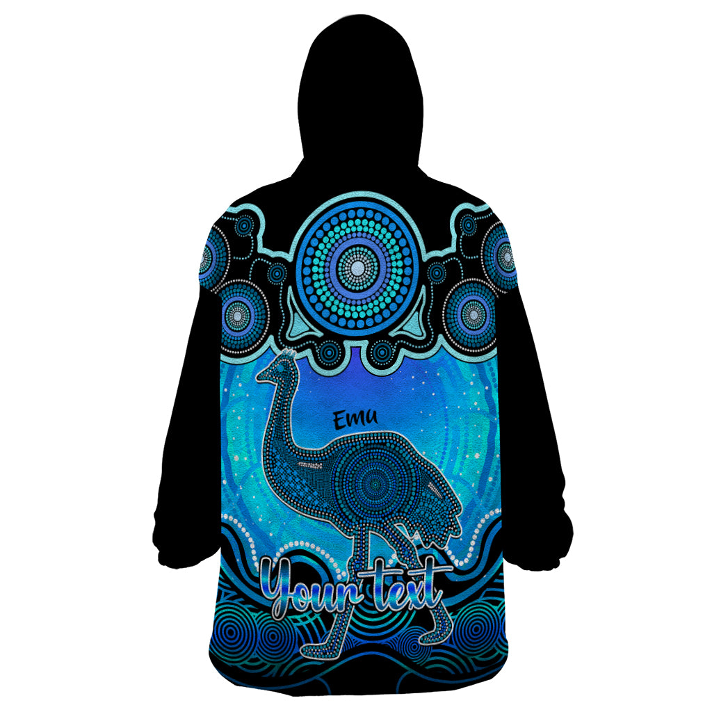 Personalised Australia Aquarius Emu Zodiac Wearable Blanket Hoodie Auz Astrology Aboriginal - Aqua - Vibe Hoodie Shop