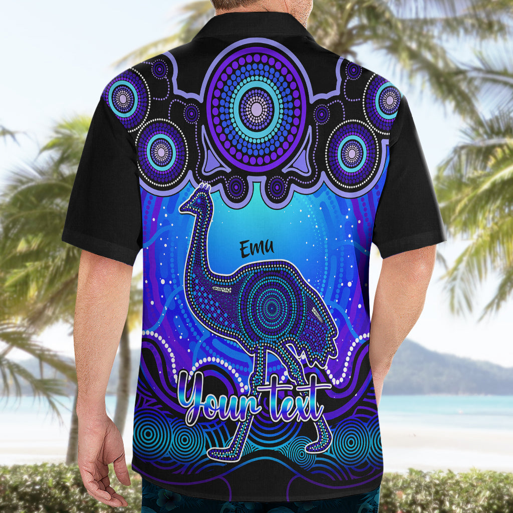 Personalised Australia Aquarius Emu Zodiac Hawaiian Shirt Auz Astrology Aboriginal - Blue - Vibe Hoodie Shop