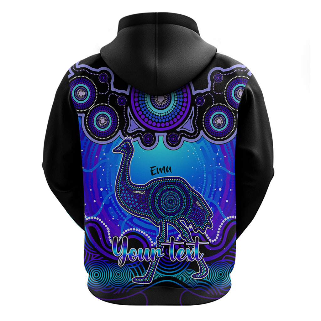 Personalised Australia Aquarius Emu Zodiac Hoodie Auz Astrology Aboriginal - Blue LT9 - Vibe Hoodie Shop