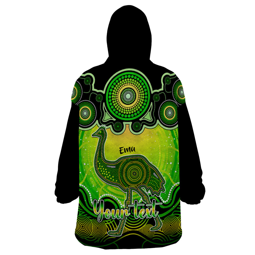 Personalised Australia Aquarius Emu Zodiac Wearable Blanket Hoodie Auz Astrology Aboriginal - Green - Vibe Hoodie Shop