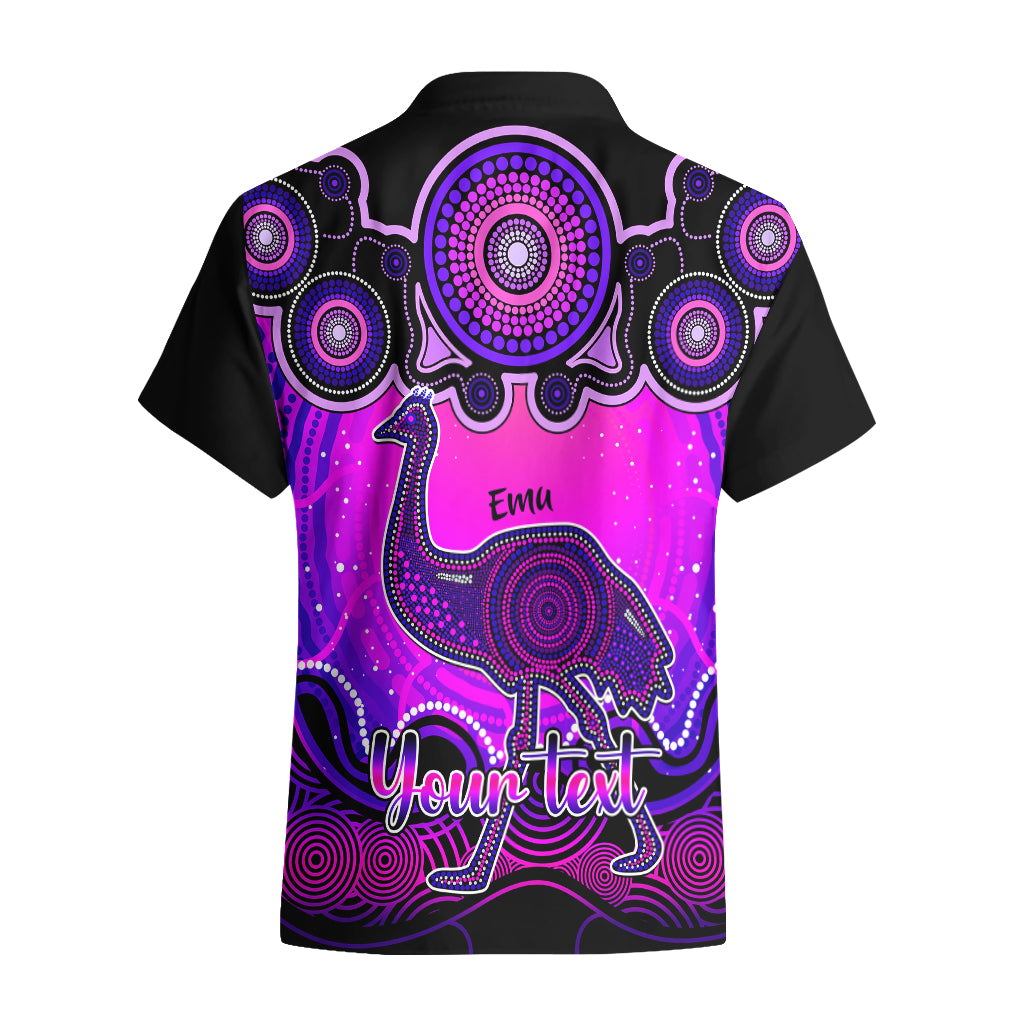Personalised Australia Aquarius Emu Zodiac Hawaiian Shirt Auz Astrology Aboriginal - Magenta - Vibe Hoodie Shop