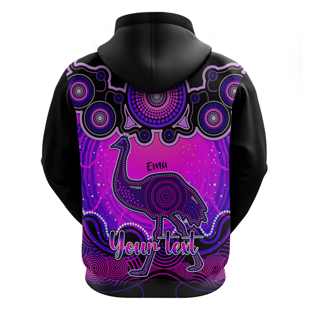 Personalised Australia Aquarius Emu Zodiac Hoodie Auz Astrology Aboriginal - Magenta LT9 - Vibe Hoodie Shop