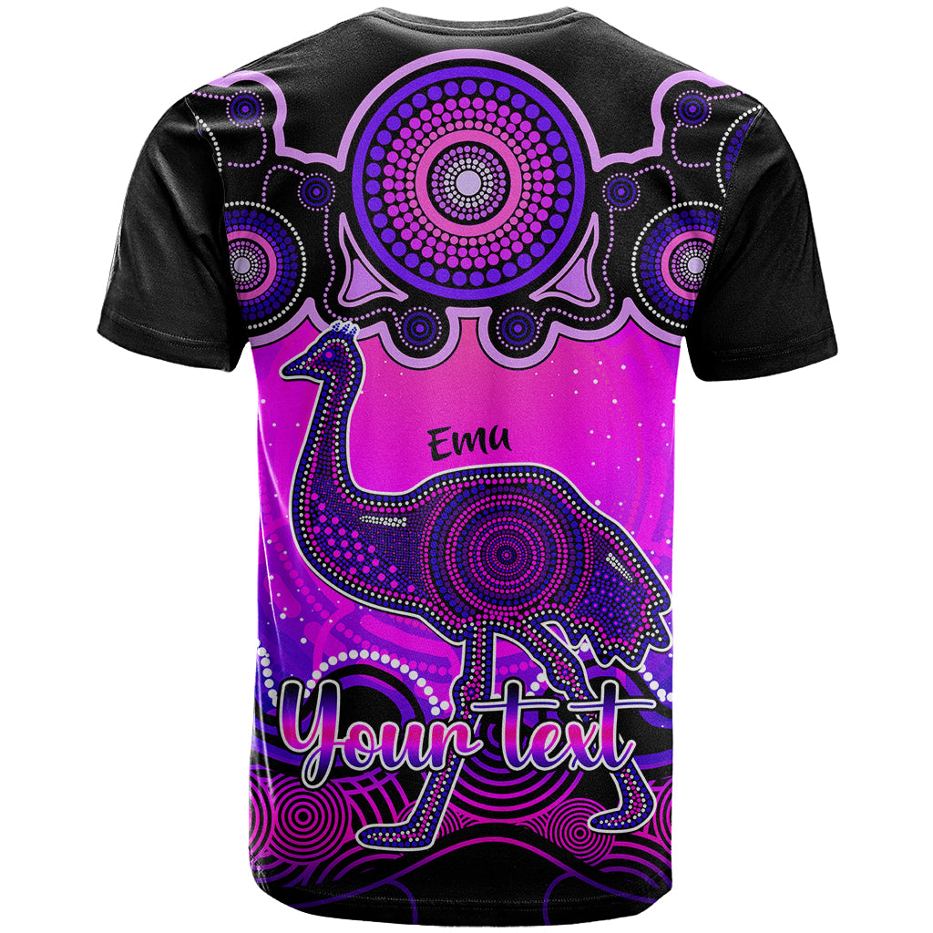 Personalised Australia Aquarius Emu Zodiac T Shirt Auz Astrology Aboriginal - Magenta LT9 - Vibe Hoodie Shop