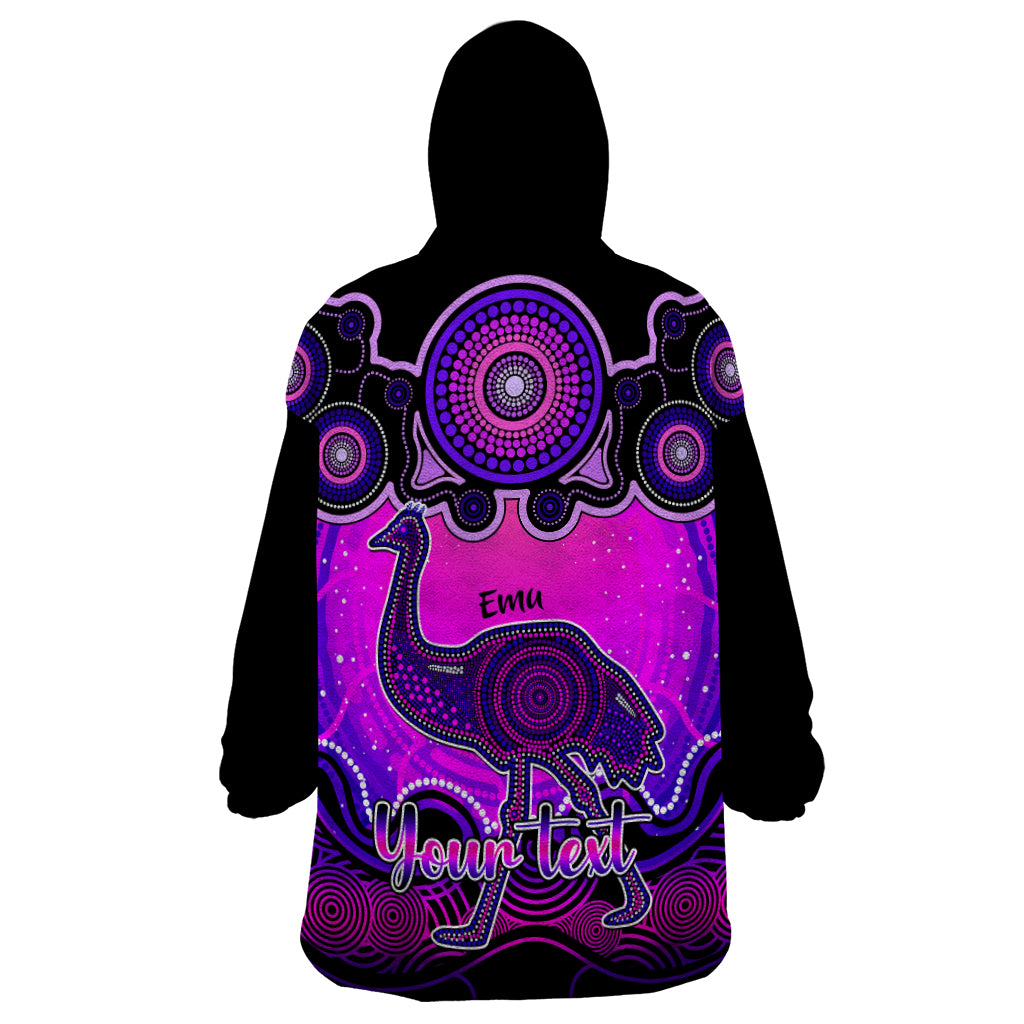 Personalised Australia Aquarius Emu Zodiac Wearable Blanket Hoodie Auz Astrology Aboriginal - Magenta - Vibe Hoodie Shop