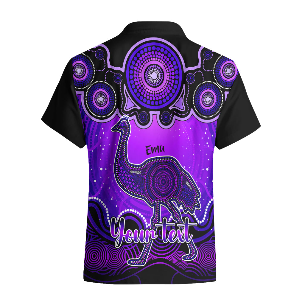 Personalised Australia Aquarius Emu Zodiac Hawaiian Shirt Auz Astrology Aboriginal - Purple - Vibe Hoodie Shop
