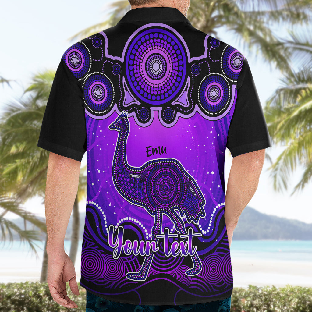 Personalised Australia Aquarius Emu Zodiac Hawaiian Shirt Auz Astrology Aboriginal - Purple - Vibe Hoodie Shop