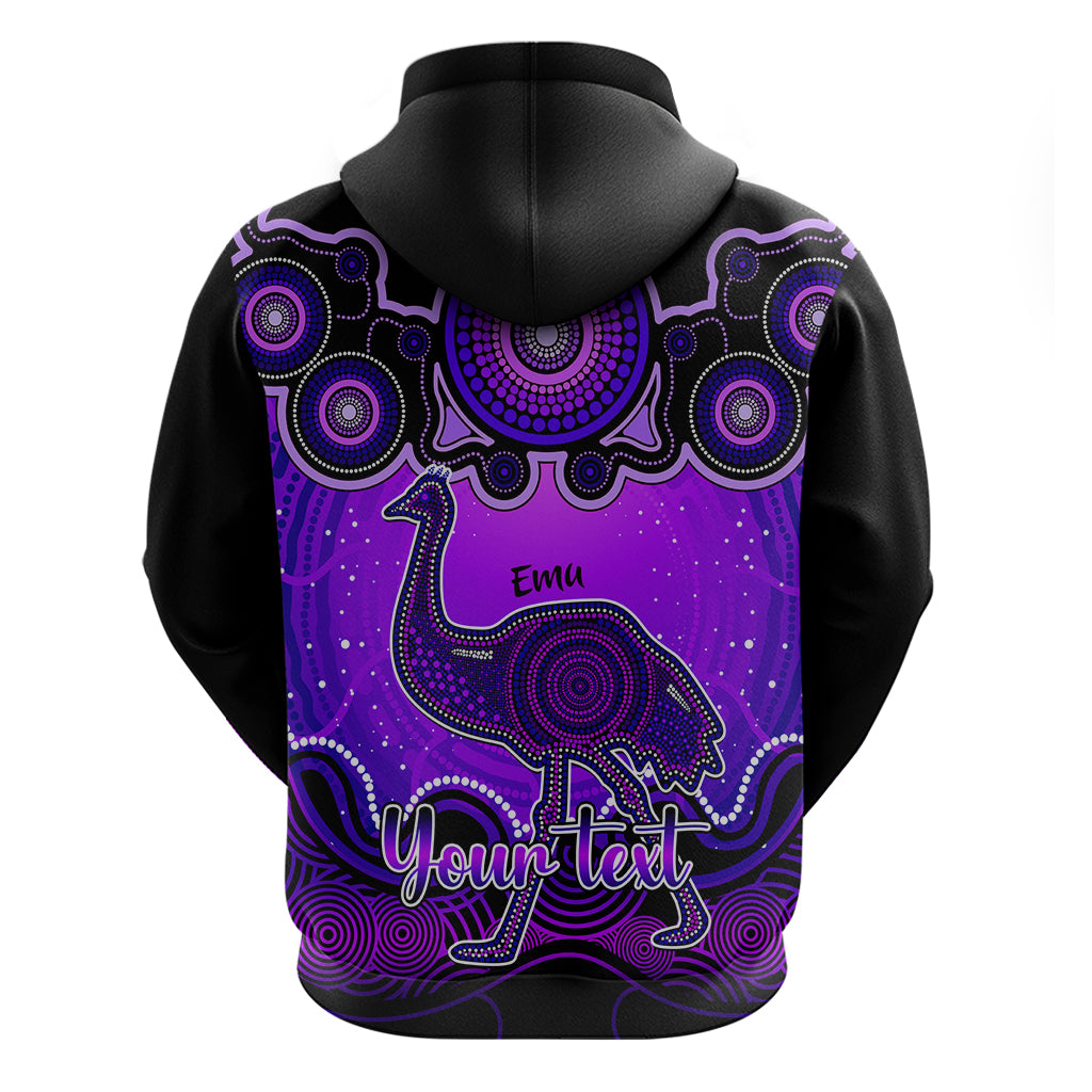 Personalised Australia Aquarius Emu Zodiac Hoodie Auz Astrology Aboriginal - Purple LT9 - Vibe Hoodie Shop