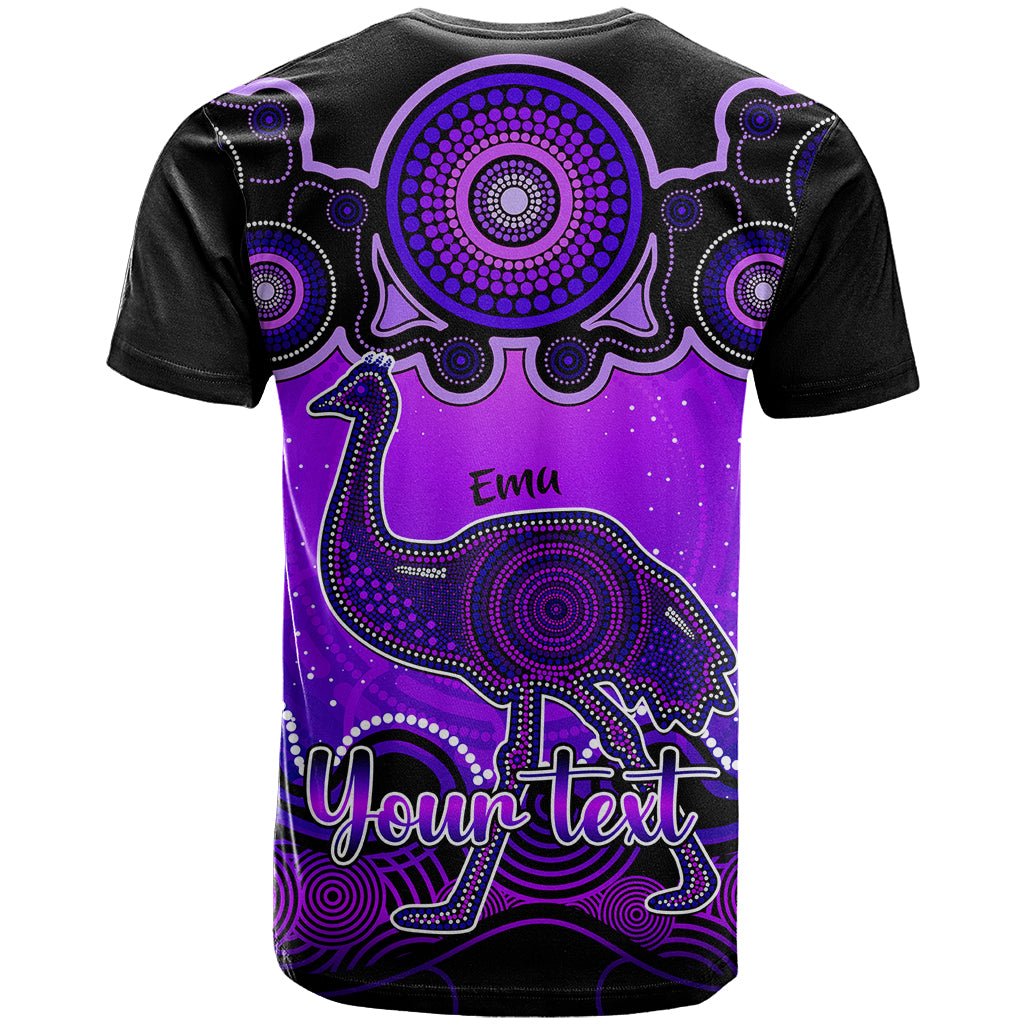 Personalised Australia Aquarius Emu Zodiac T Shirt Auz Astrology Aboriginal - Purple LT9 - Vibe Hoodie Shop