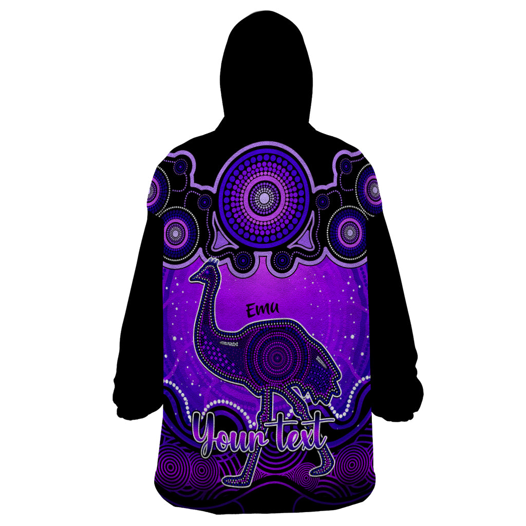 Personalised Australia Aquarius Emu Zodiac Wearable Blanket Hoodie Auz Astrology Aboriginal - Purple - Vibe Hoodie Shop