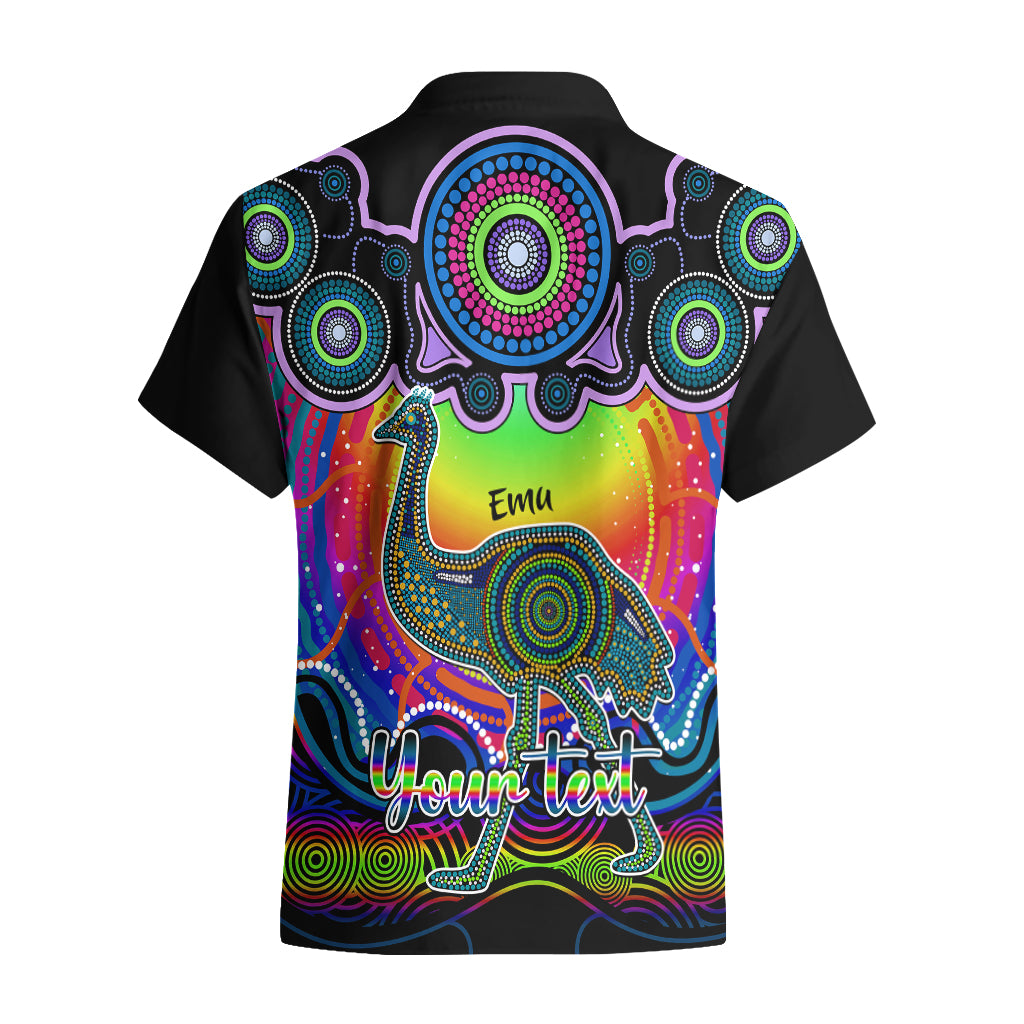 Personalised Australia Aquarius Emu Zodiac Hawaiian Shirt Auz Astrology Aboriginal - Rainbow - Vibe Hoodie Shop