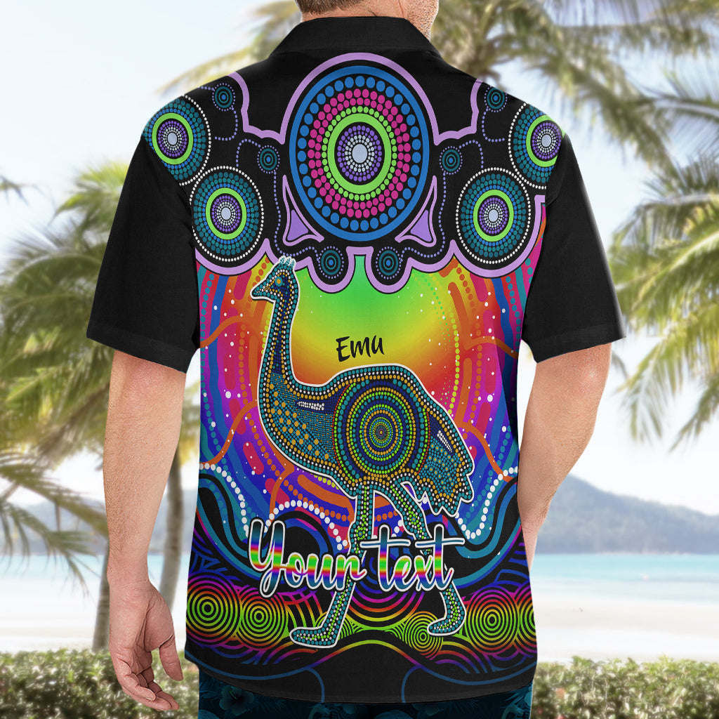 Personalised Australia Aquarius Emu Zodiac Hawaiian Shirt Auz Astrology Aboriginal - Rainbow - Vibe Hoodie Shop