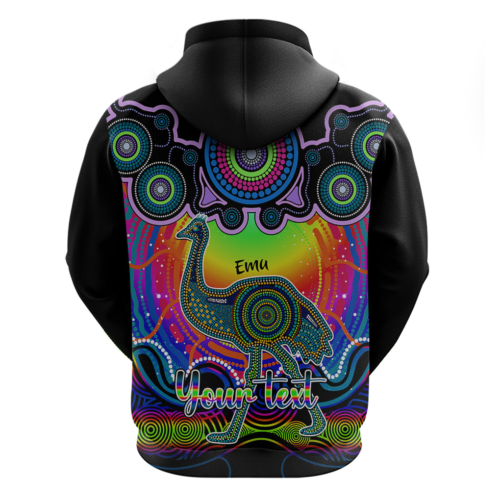 Personalised Australia Aquarius Emu Zodiac Hoodie Auz Astrology Aboriginal - Rainbow LT9 - Vibe Hoodie Shop