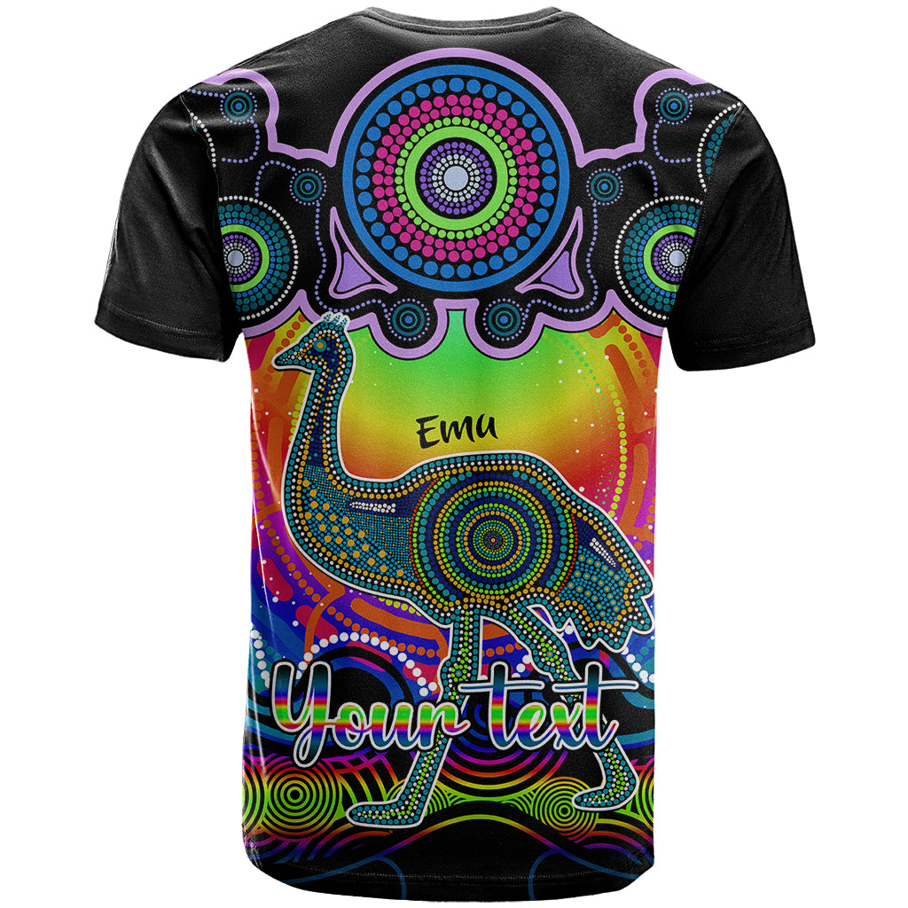 Personalised Australia Aquarius Emu Zodiac T Shirt Auz Astrology Aboriginal - Rainbow LT9 - Vibe Hoodie Shop