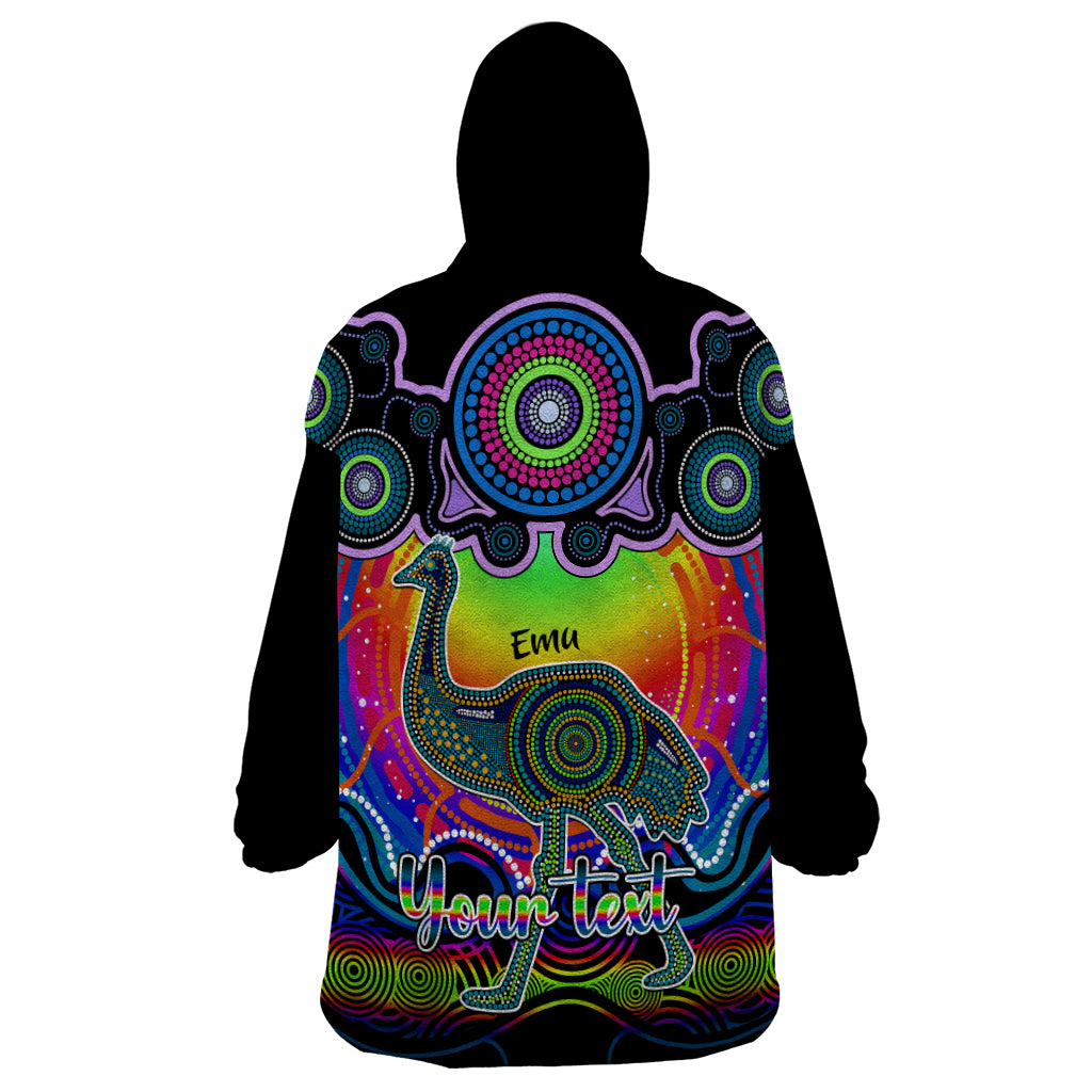 Personalised Australia Aquarius Emu Zodiac Wearable Blanket Hoodie Auz Astrology Aboriginal - Rainbow - Vibe Hoodie Shop