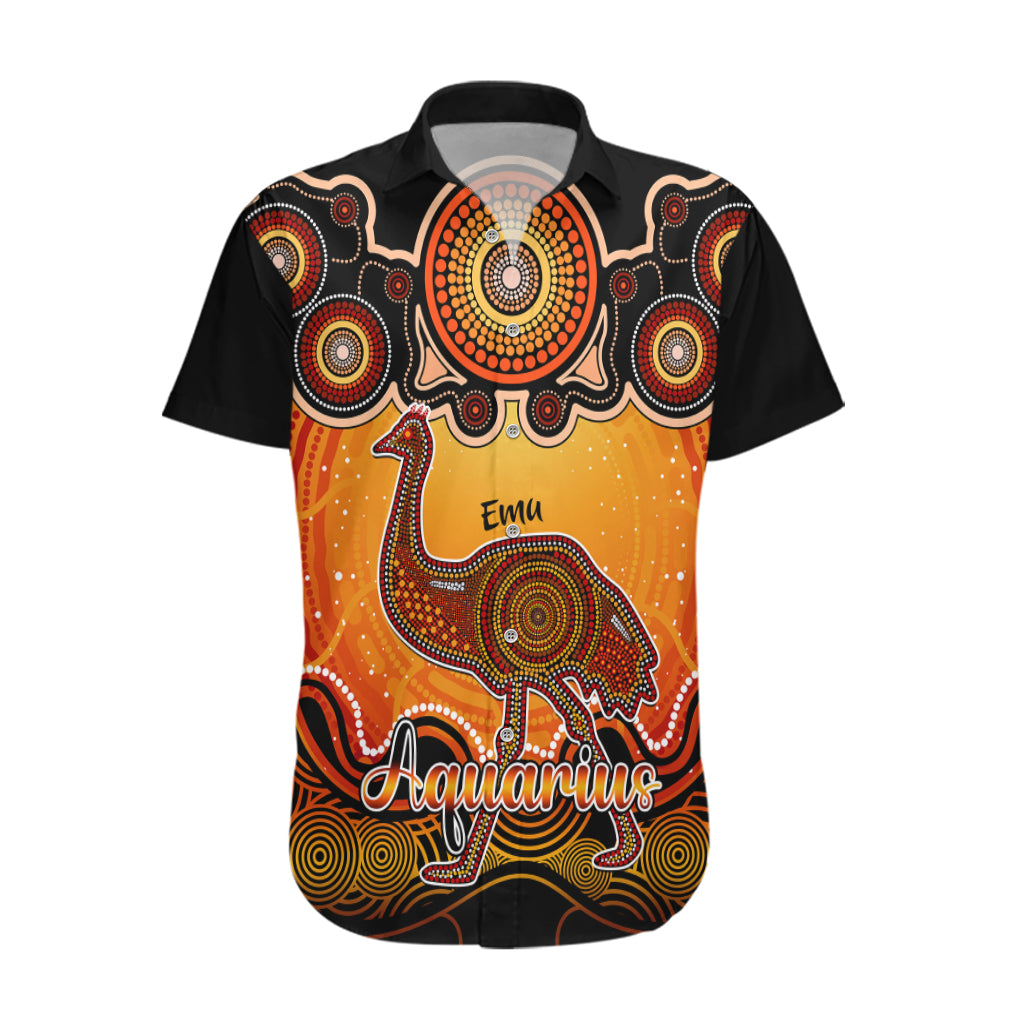 Personalised Australia Aquarius Emu Zodiac Hawaiian Shirt Auz Astrology Aboriginal - Red - Vibe Hoodie Shop