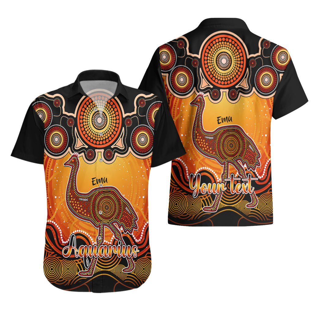 Personalised Australia Aquarius Emu Zodiac Hawaiian Shirt Auz Astrology Aboriginal - Red - Vibe Hoodie Shop