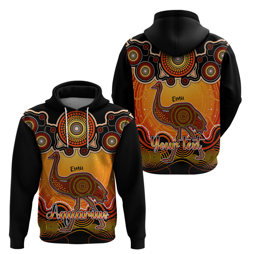 Personalised Australia Aquarius Emu Zodiac Hoodie Auz Astrology Aboriginal - Red LT9 - Vibe Hoodie Shop