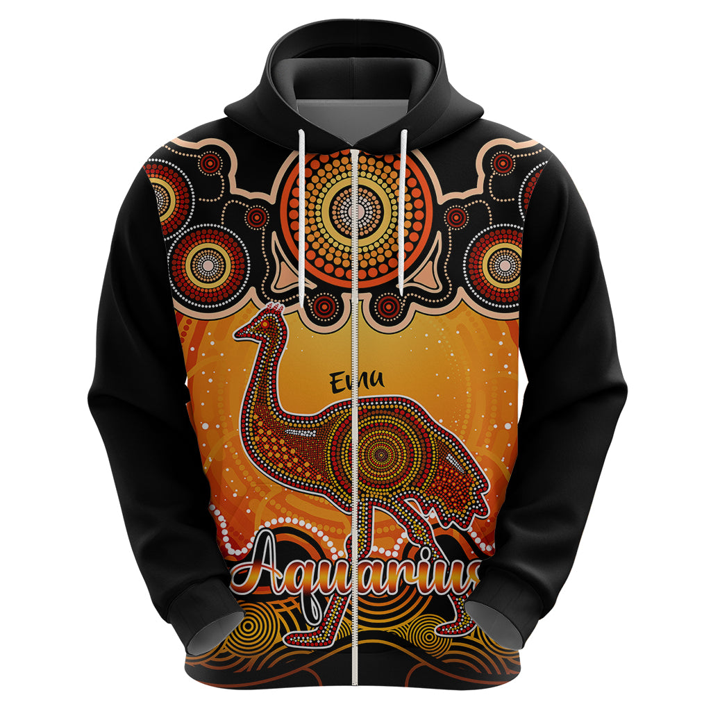 Personalised Australia Aquarius Emu Zodiac Hoodie Auz Astrology Aboriginal - Red LT9 - Vibe Hoodie Shop