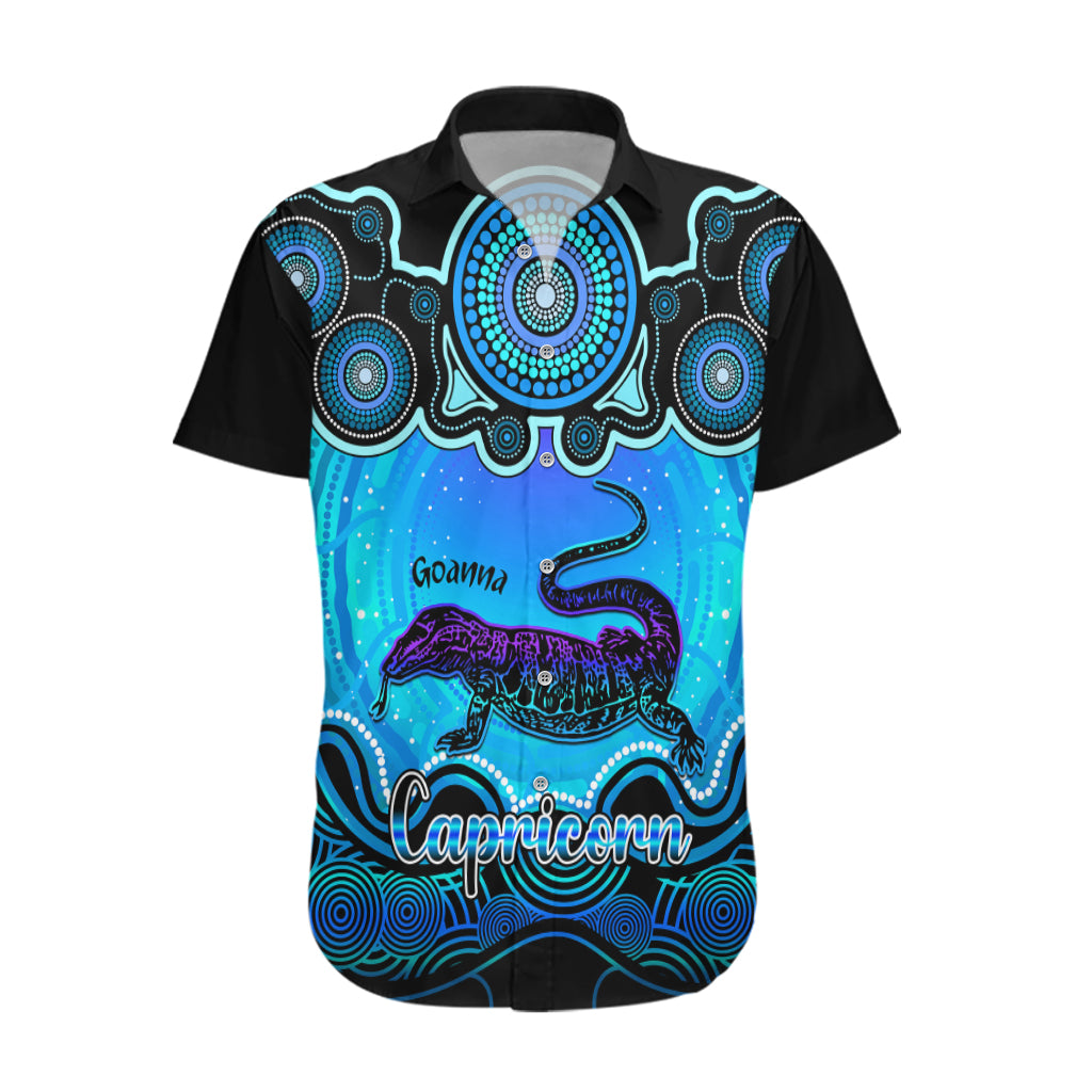 Personalised Australia Capricorn Goanna Zodiac Hawaiian Shirt Auz Astrology Aboriginal - Aqua - Vibe Hoodie Shop