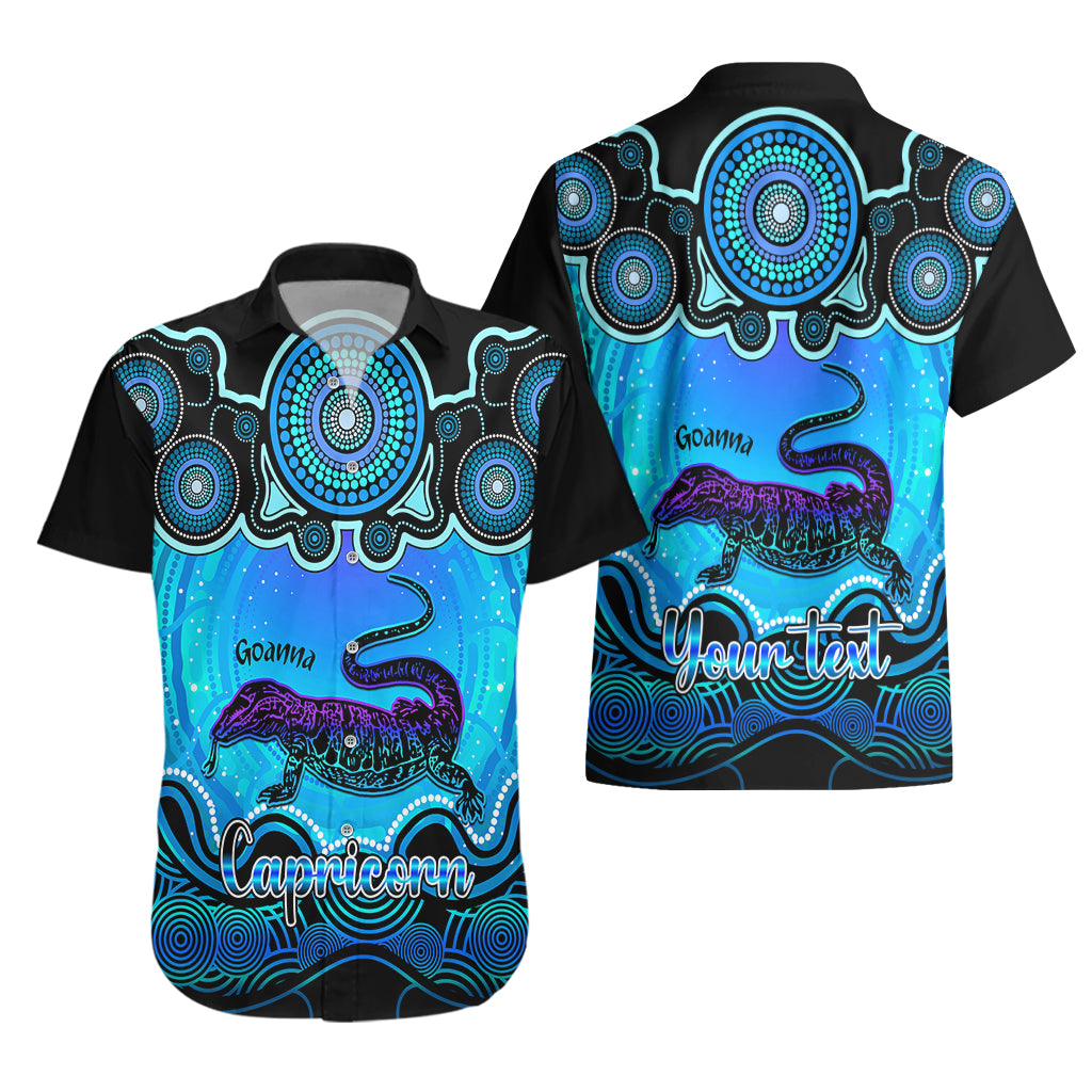Personalised Australia Capricorn Goanna Zodiac Hawaiian Shirt Auz Astrology Aboriginal - Aqua - Vibe Hoodie Shop