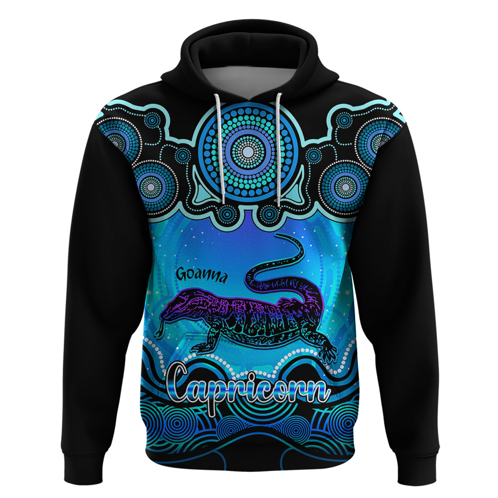 Personalised Australia Capricorn Goanna Zodiac Hoodie Auz Astrology Aboriginal - Aqua LT9 - Vibe Hoodie Shop