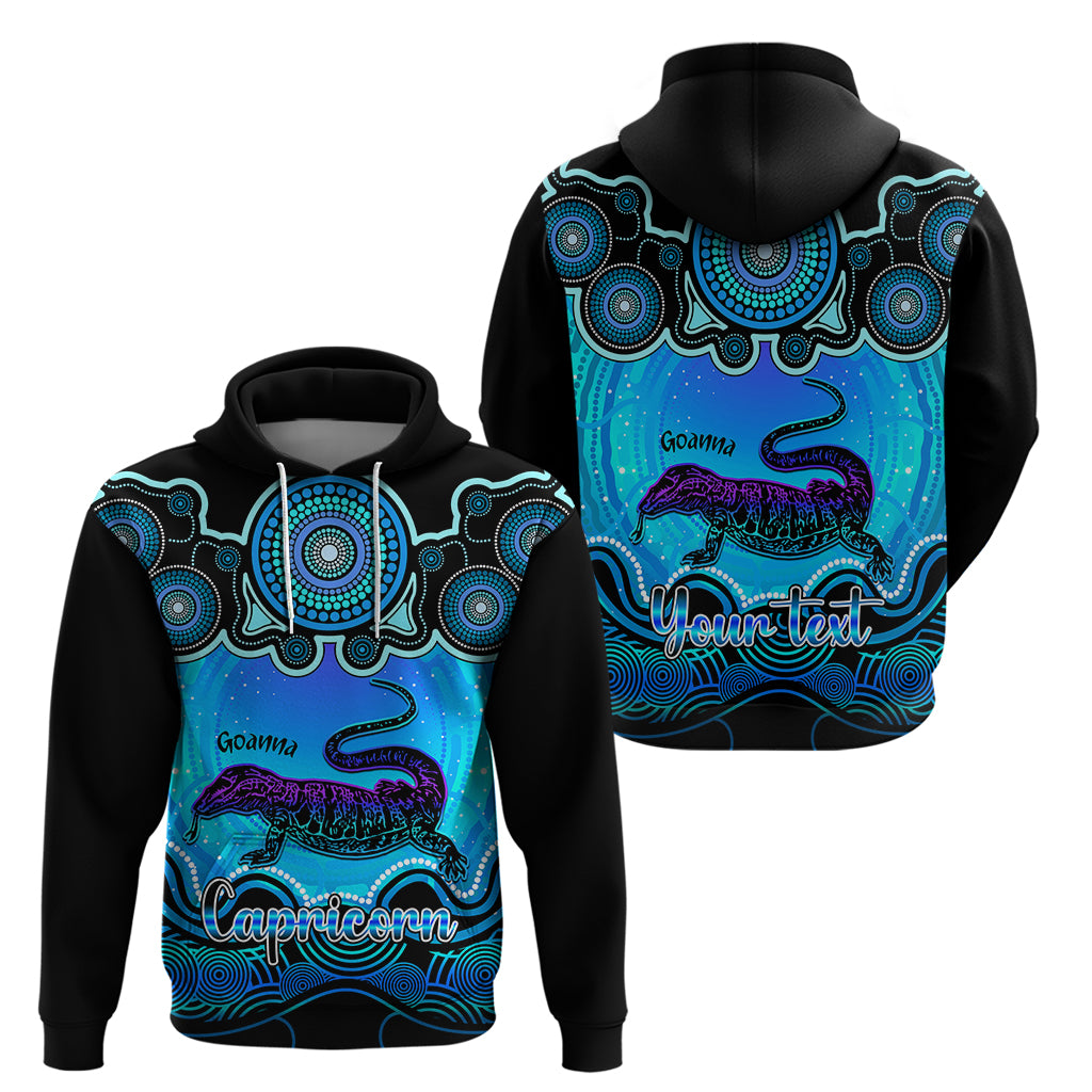 Personalised Australia Capricorn Goanna Zodiac Hoodie Auz Astrology Aboriginal - Aqua LT9 - Vibe Hoodie Shop