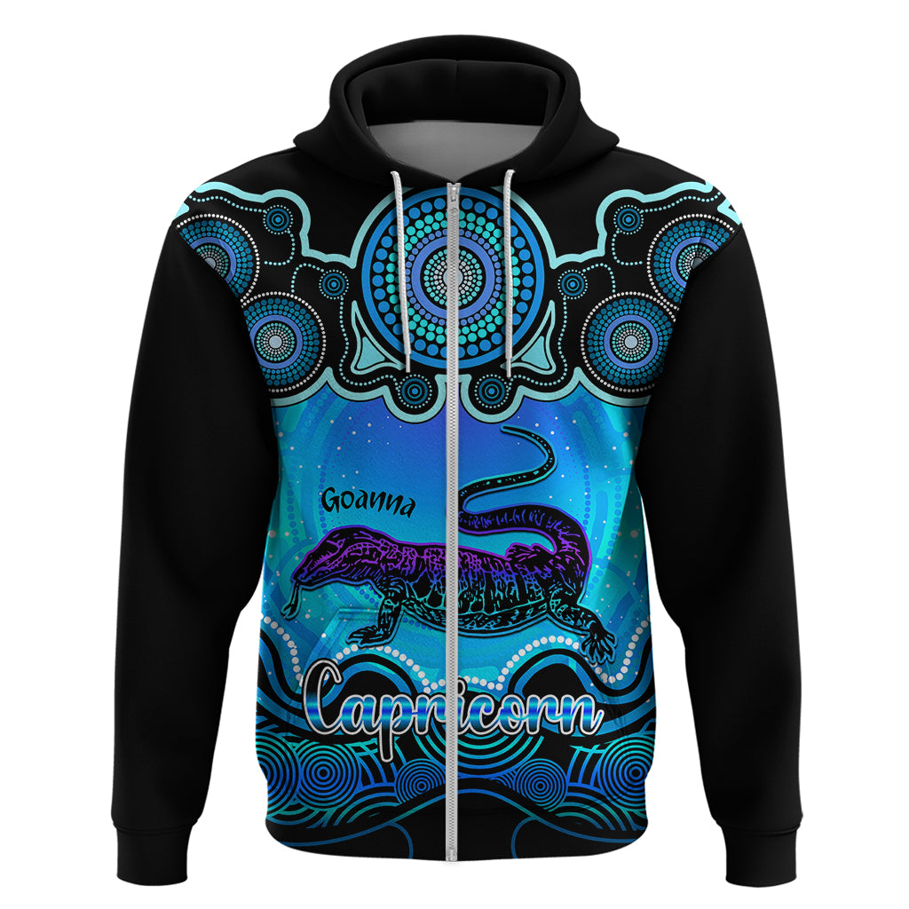 Personalised Australia Capricorn Goanna Zodiac Hoodie Auz Astrology Aboriginal - Aqua LT9 - Vibe Hoodie Shop