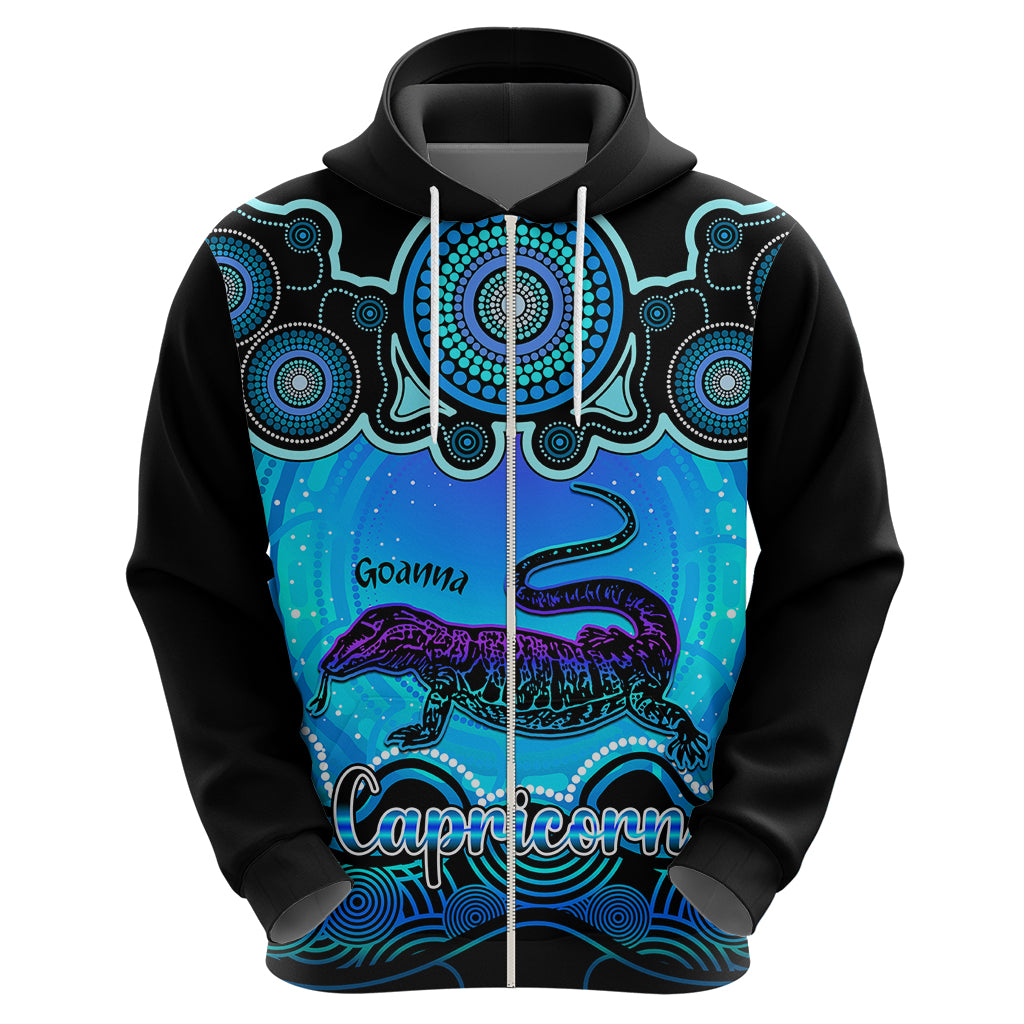 Personalised Australia Capricorn Goanna Zodiac Hoodie Auz Astrology Aboriginal - Aqua LT9 - Vibe Hoodie Shop