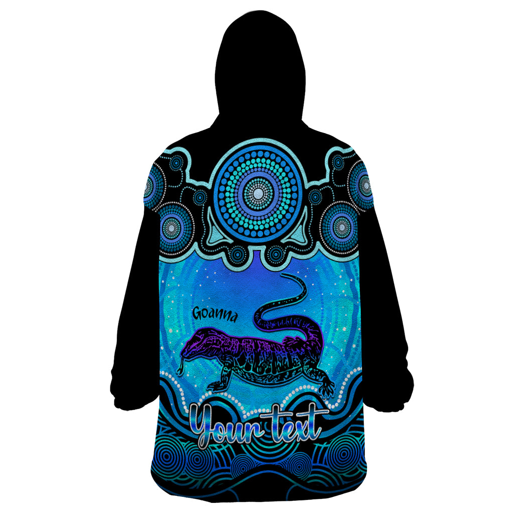 Personalised Australia Capricorn Goanna Zodiac Wearable Blanket Hoodie Auz Astrology Aboriginal - Aqua - Vibe Hoodie Shop