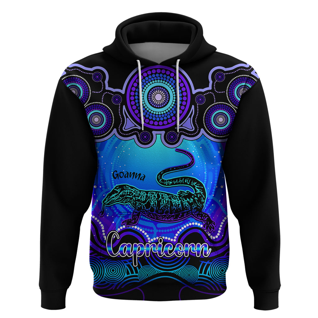 Personalised Australia Capricorn Goanna Zodiac Hoodie Auz Astrology Aboriginal - Blue LT9 - Vibe Hoodie Shop