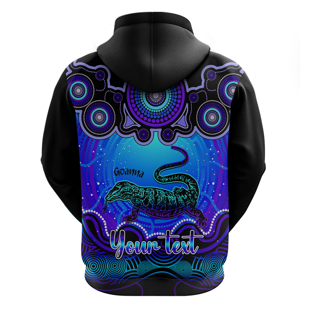 Personalised Australia Capricorn Goanna Zodiac Hoodie Auz Astrology Aboriginal - Blue LT9 - Vibe Hoodie Shop