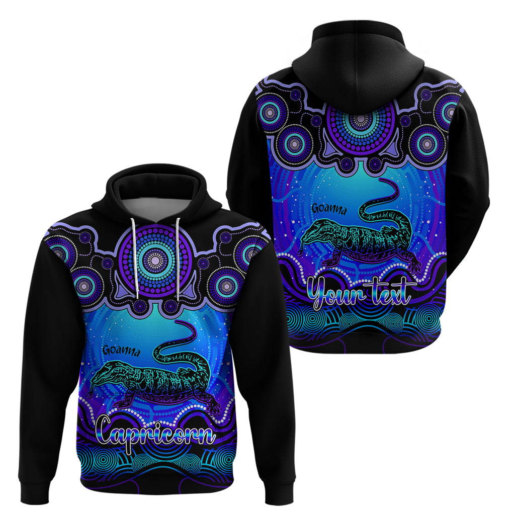 Personalised Australia Capricorn Goanna Zodiac Hoodie Auz Astrology Aboriginal - Blue LT9 - Vibe Hoodie Shop