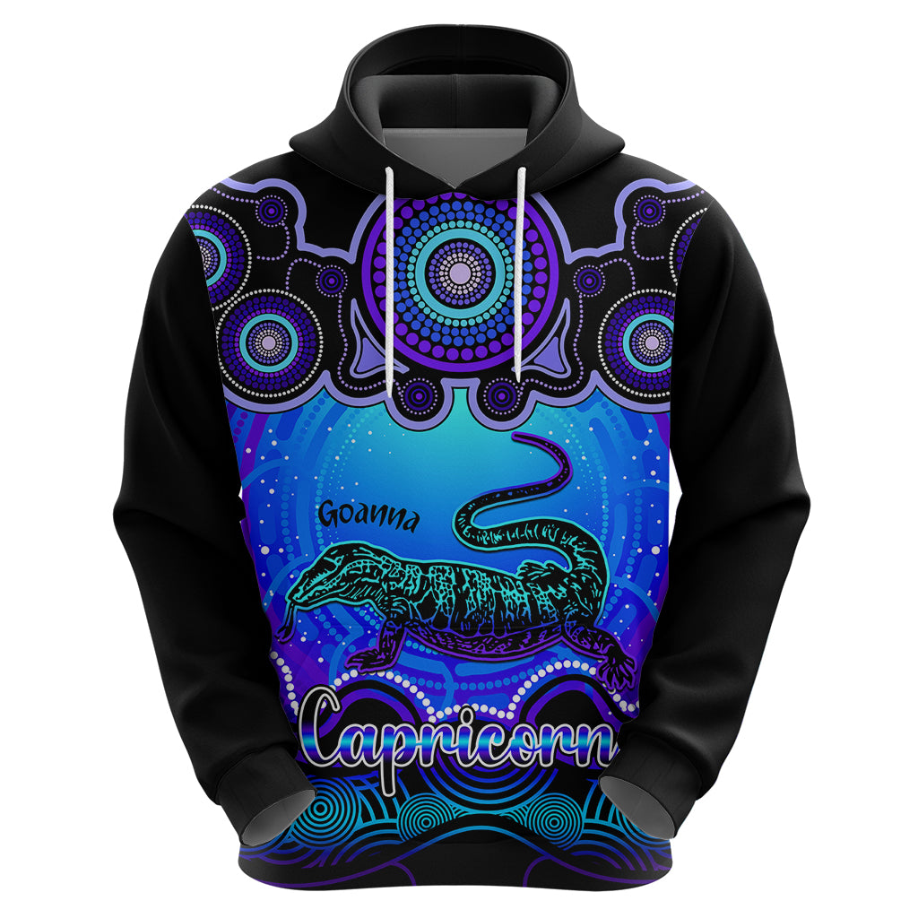 Personalised Australia Capricorn Goanna Zodiac Hoodie Auz Astrology Aboriginal - Blue LT9 - Vibe Hoodie Shop