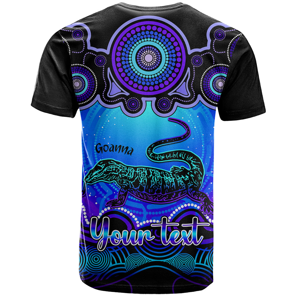 Personalised Australia Capricorn Goanna Zodiac T Shirt Auz Astrology Aboriginal - Blue LT9 - Vibe Hoodie Shop