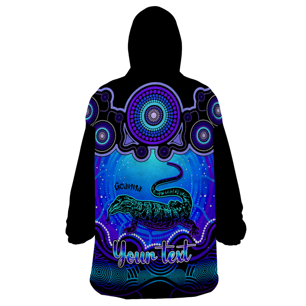 Personalised Australia Capricorn Goanna Zodiac Wearable Blanket Hoodie Auz Astrology Aboriginal - Blue - Vibe Hoodie Shop