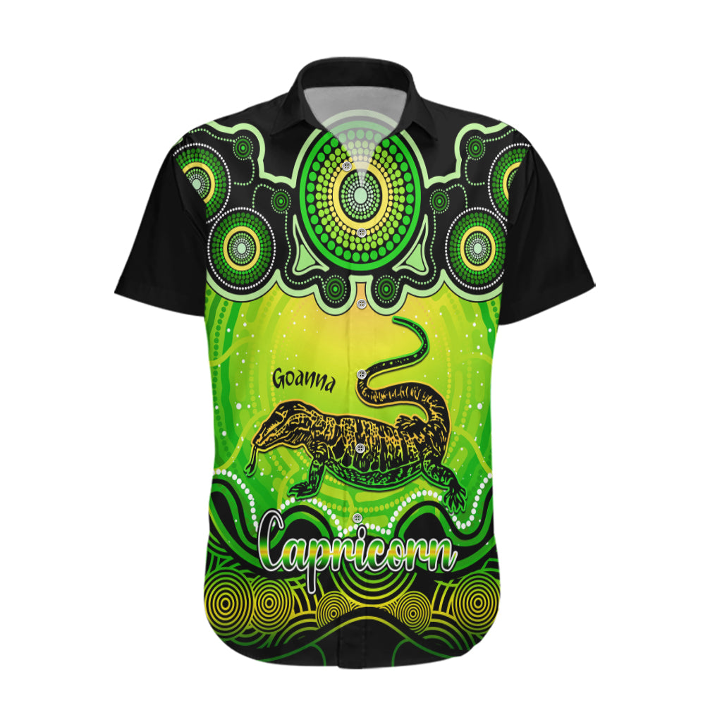 Personalised Australia Capricorn Goanna Zodiac Hawaiian Shirt Auz Astrology Aboriginal - Green - Vibe Hoodie Shop