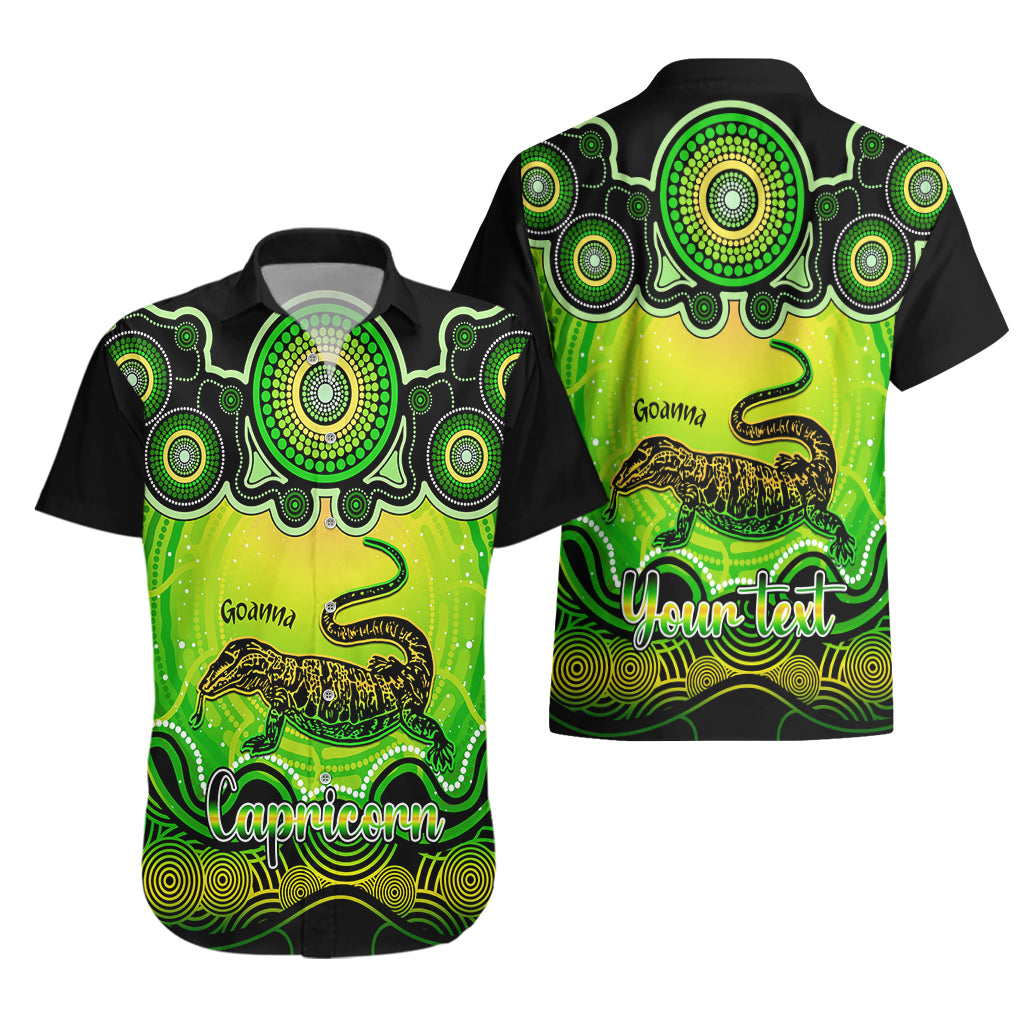 Personalised Australia Capricorn Goanna Zodiac Hawaiian Shirt Auz Astrology Aboriginal - Green - Vibe Hoodie Shop