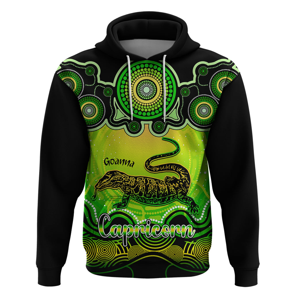 Personalised Australia Capricorn Goanna Zodiac Hoodie Auz Astrology Aboriginal - Green LT9 - Vibe Hoodie Shop