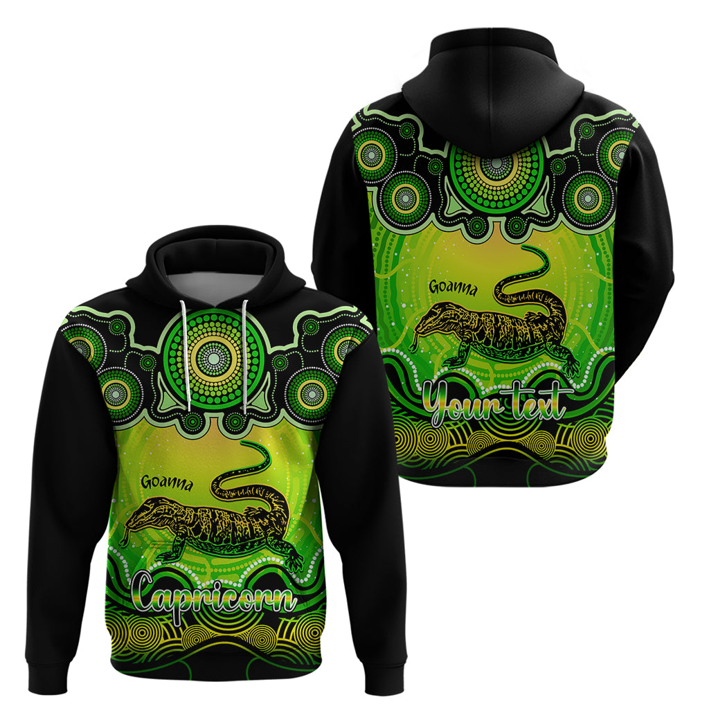 Personalised Australia Capricorn Goanna Zodiac Hoodie Auz Astrology Aboriginal - Green LT9 - Vibe Hoodie Shop