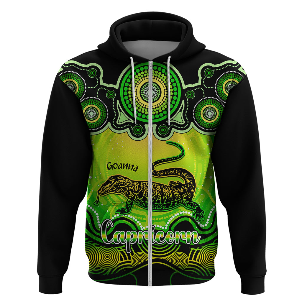 Personalised Australia Capricorn Goanna Zodiac Hoodie Auz Astrology Aboriginal - Green LT9 - Vibe Hoodie Shop