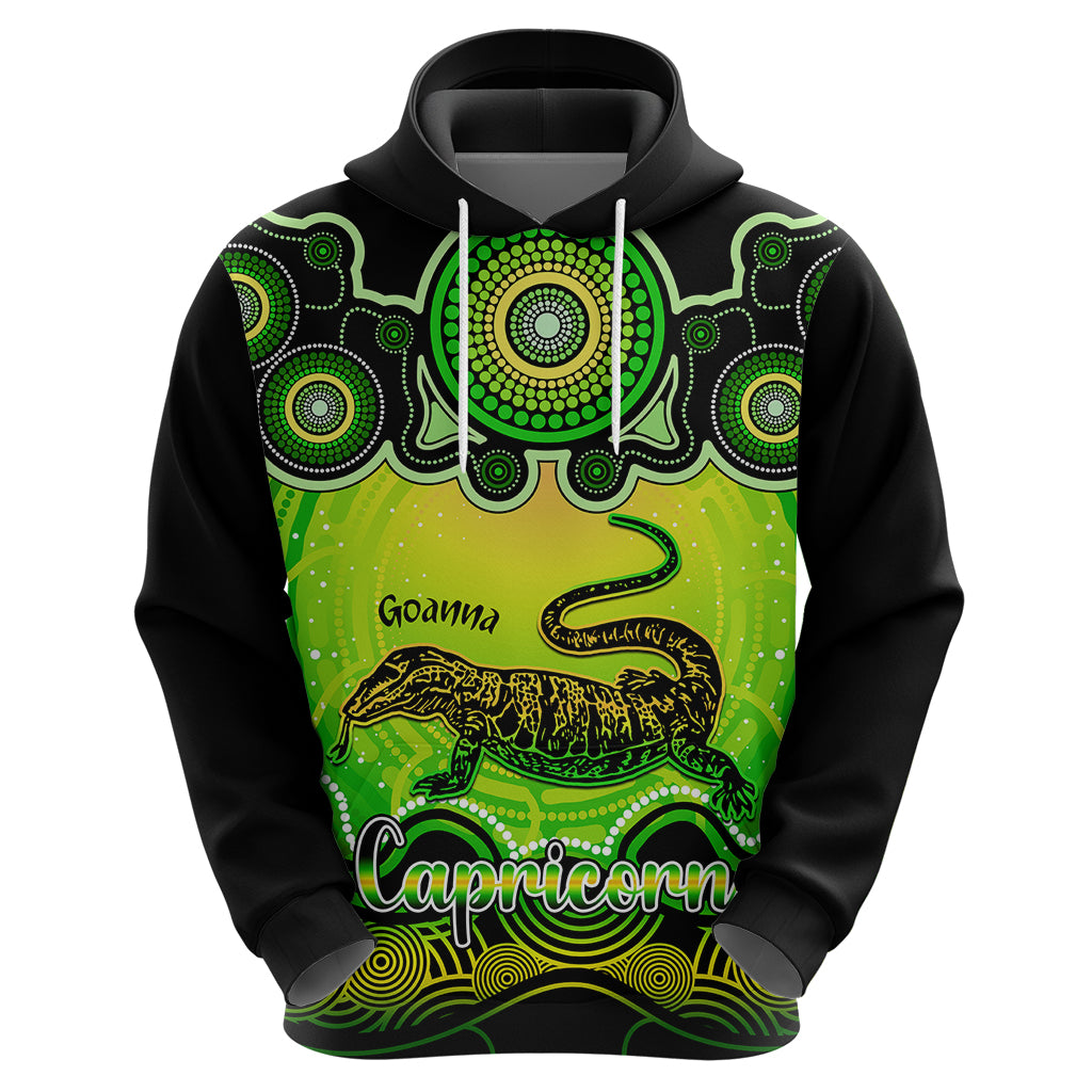Personalised Australia Capricorn Goanna Zodiac Hoodie Auz Astrology Aboriginal - Green LT9 - Vibe Hoodie Shop