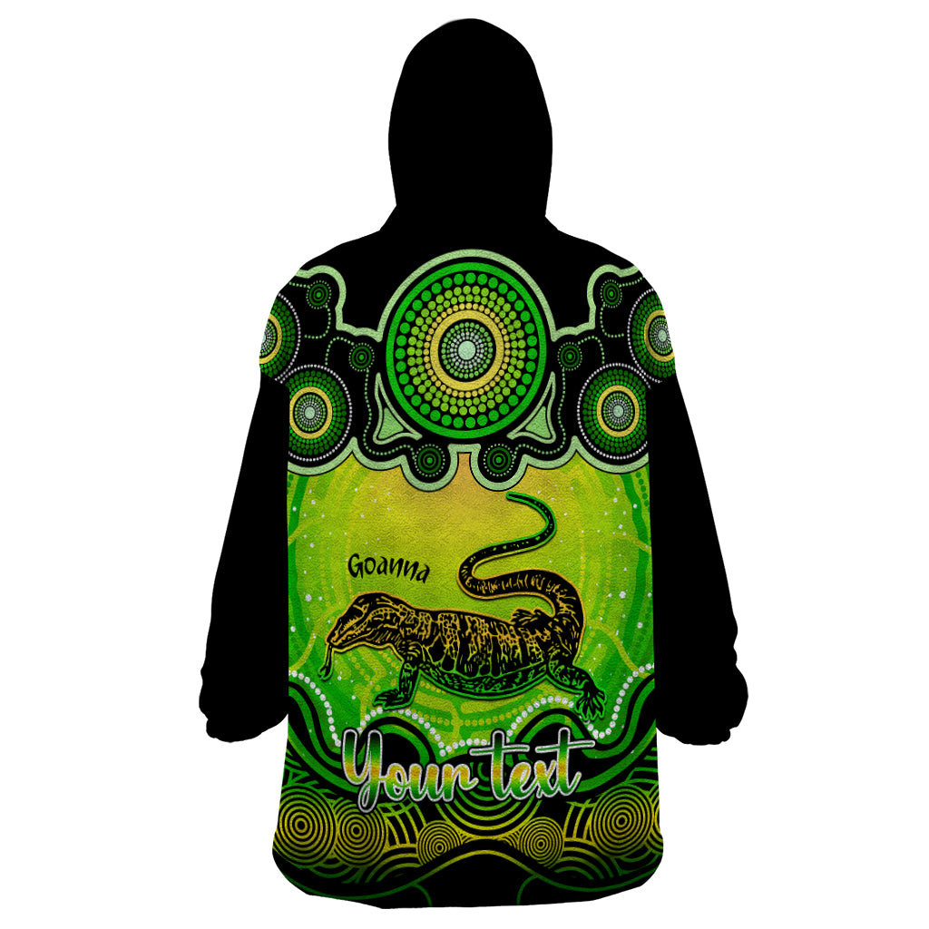 Personalised Australia Capricorn Goanna Zodiac Wearable Blanket Hoodie Auz Astrology Aboriginal - Green - Vibe Hoodie Shop