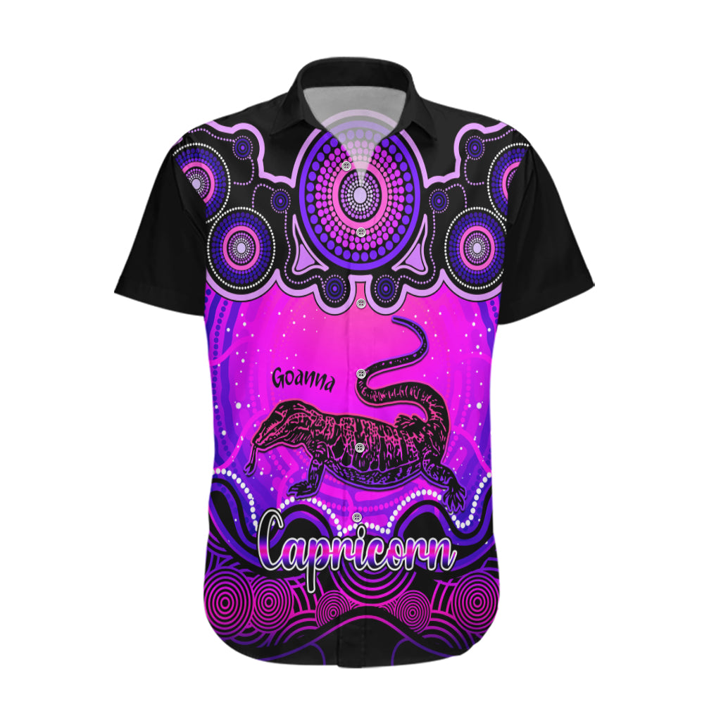 Personalised Australia Capricorn Goanna Zodiac Hawaiian Shirt Auz Astrology Aboriginal - Magenta - Vibe Hoodie Shop