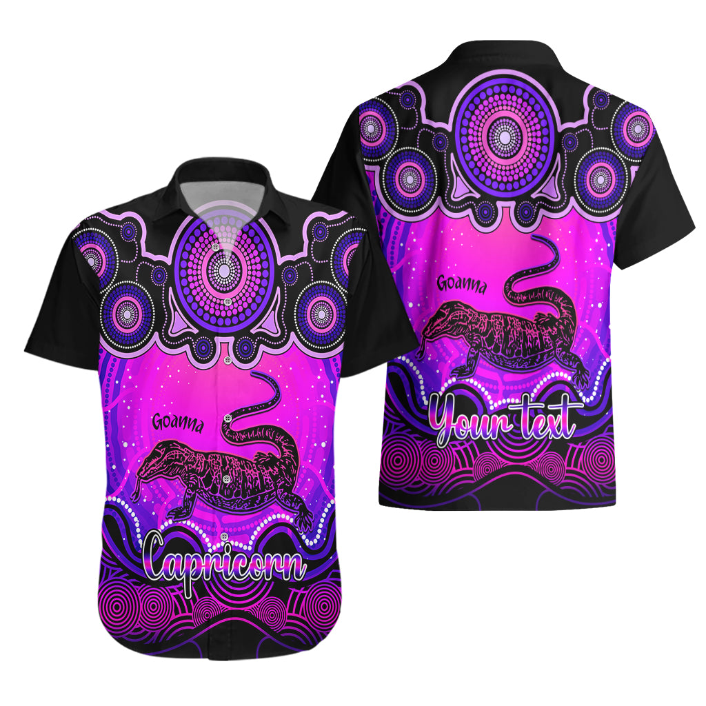 Personalised Australia Capricorn Goanna Zodiac Hawaiian Shirt Auz Astrology Aboriginal - Magenta - Vibe Hoodie Shop