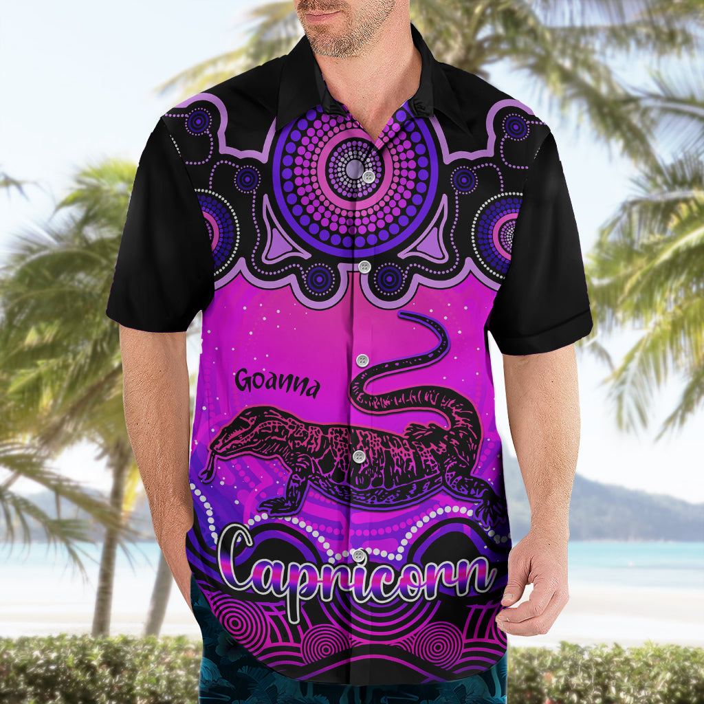 Personalised Australia Capricorn Goanna Zodiac Hawaiian Shirt Auz Astrology Aboriginal - Magenta - Vibe Hoodie Shop