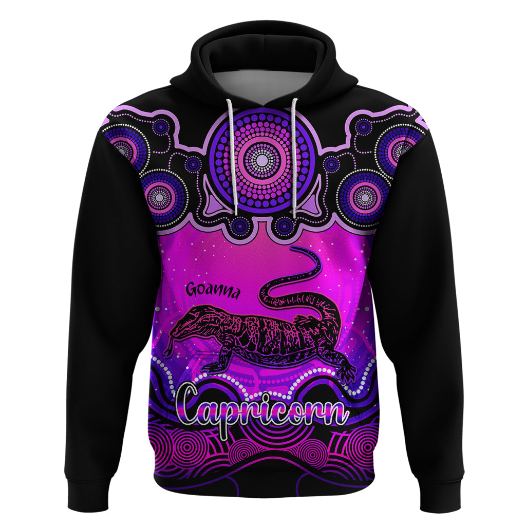 Personalised Australia Capricorn Goanna Zodiac Hoodie Auz Astrology Aboriginal - Magenta LT9 - Vibe Hoodie Shop