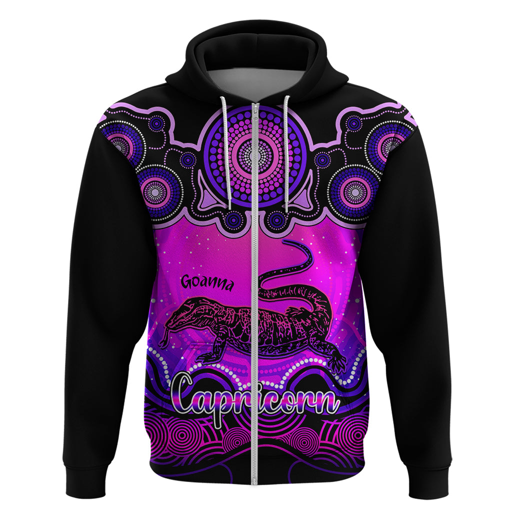 Personalised Australia Capricorn Goanna Zodiac Hoodie Auz Astrology Aboriginal - Magenta LT9 - Vibe Hoodie Shop