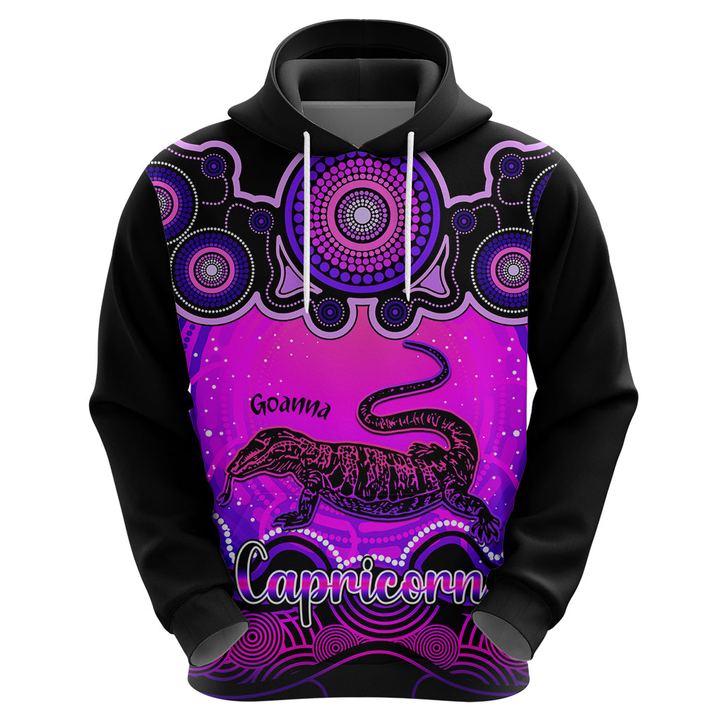 Personalised Australia Capricorn Goanna Zodiac Hoodie Auz Astrology Aboriginal - Magenta LT9 - Vibe Hoodie Shop