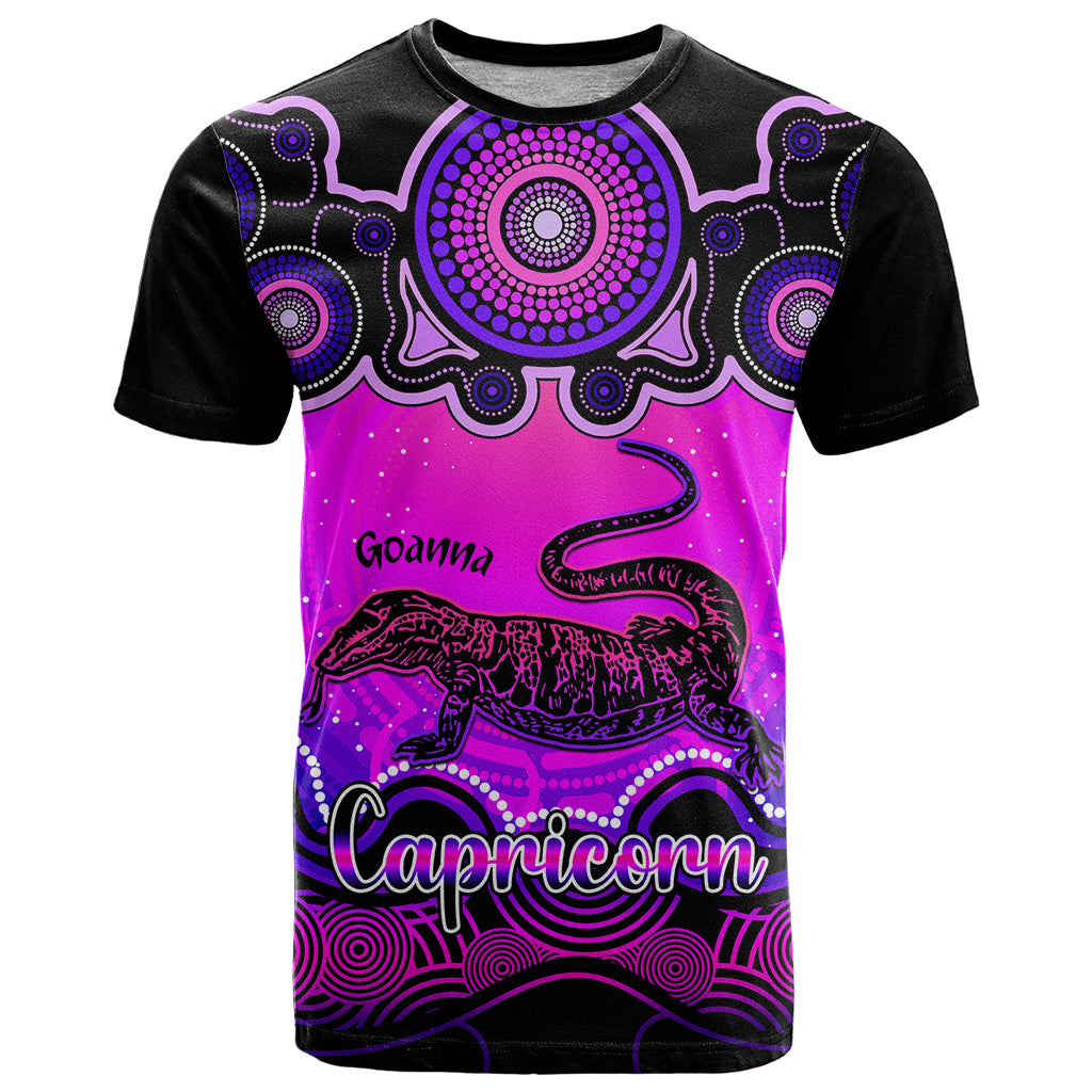 Personalised Australia Capricorn Goanna Zodiac T Shirt Auz Astrology Aboriginal - Magenta LT9 - Vibe Hoodie Shop