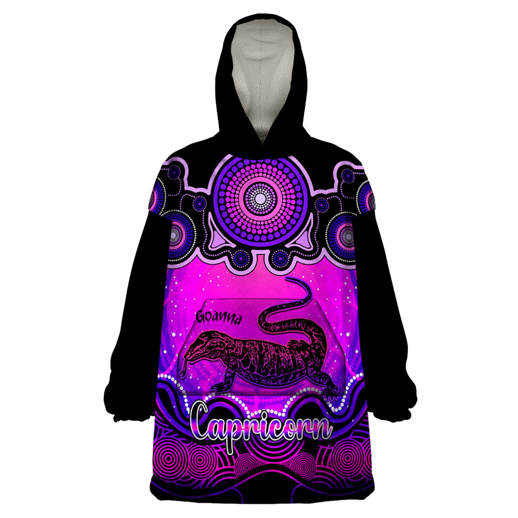 Personalised Australia Capricorn Goanna Zodiac Wearable Blanket Hoodie Auz Astrology Aboriginal - Magenta - Vibe Hoodie Shop